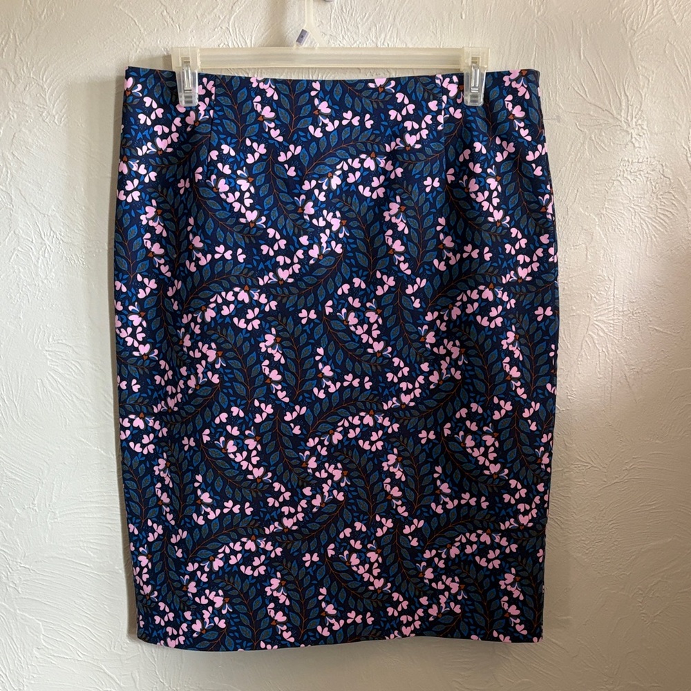 Boden Blue and Pink Floral Pencil Skirt